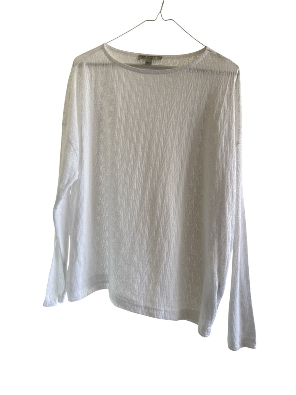 AllSaints White Long-Sleeve Textured Crew Neck Top